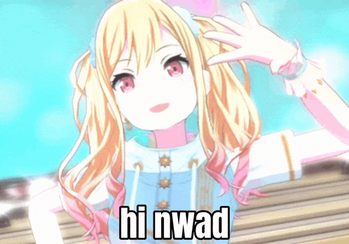 a picture of a girl with the words hi nwad written on it