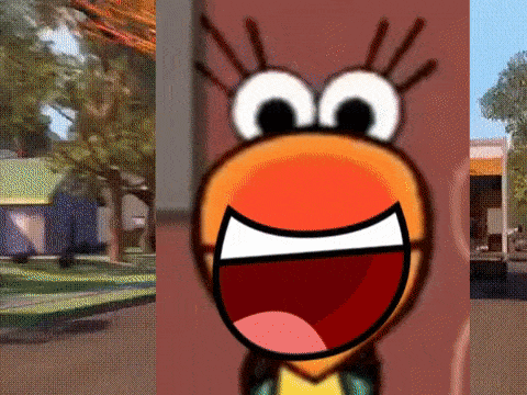 a close up of a cartoon character with a big mouth