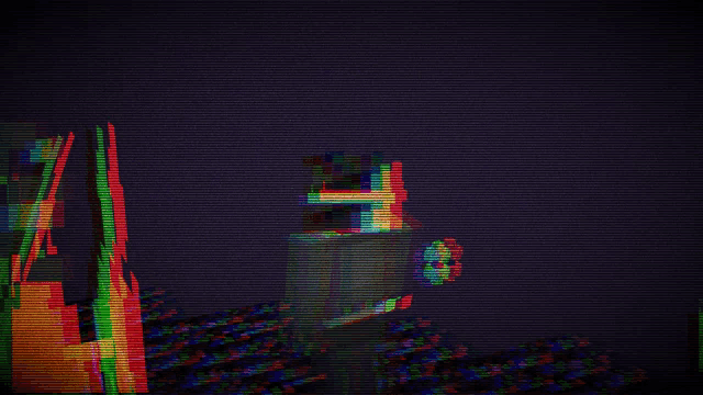 a blurry image of a person standing in front of a dark background