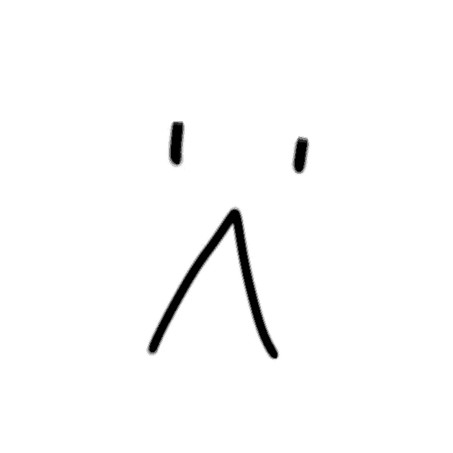 a black and white drawing of a sad face with two eyes