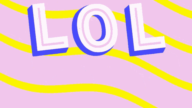 a woman is smiling in front of a pink and yellow background that says lol