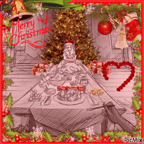 a picture of a christmas scene with the words merry christmas written on it