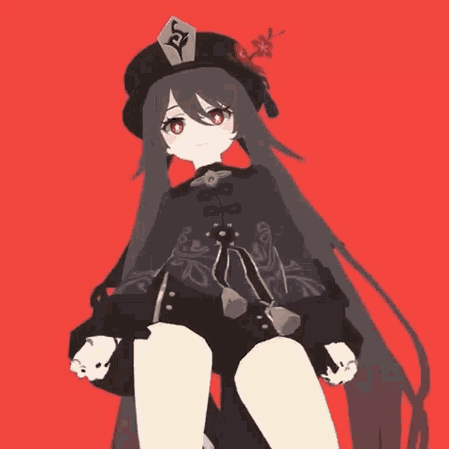 a girl with long black hair is wearing a black hat with the letter s on it