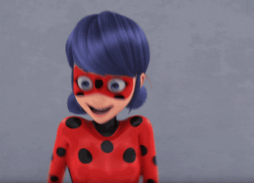 ladybug from miraculous ladybug is holding a piece of bread in her hand