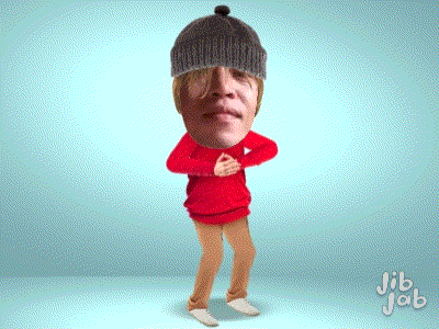 a cartoon of a man wearing a red sweater and a beanie with jib jab written on the bottom
