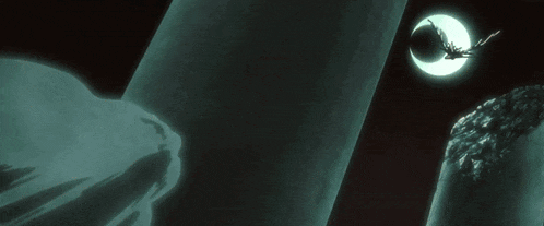 a couple of anime characters standing next to each other in a dark room .
