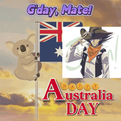 g day mate australia day greeting card with a koala and a man in a cowboy hat