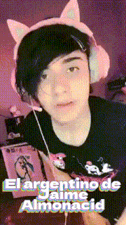 a boy wearing headphones and a cat ear headband with the words el argentino de jaime almonacid