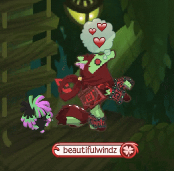 a cartoon character with hearts in a thought bubble with the name beautifulwindz