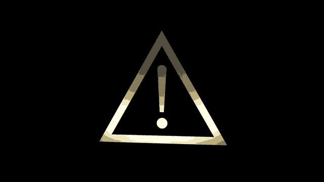 a black and gold triangle with an exclamation point inside