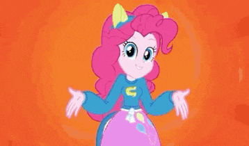 pinkie pie from my little pony equestria girls is smiling .