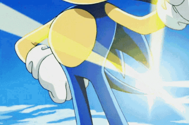 a close up of a cartoon character 's butt with a blue background