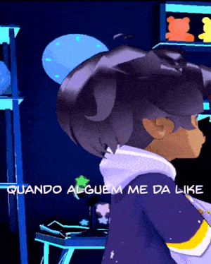 a cartoon character with the words " quando alguem me da like " below him