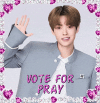 a picture of a young man with the words vote for pray written on it