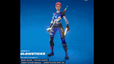 a screenshot of a character in a video game called fortnite glowsticks .