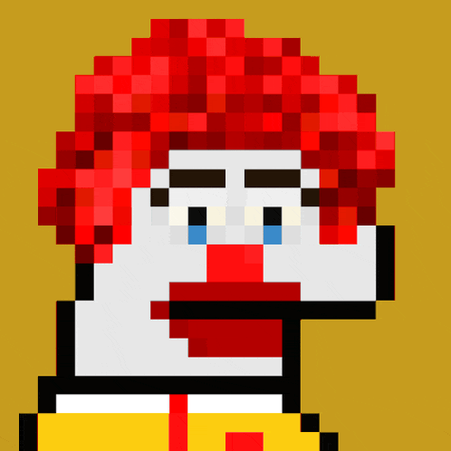a pixel art of mcdonald 's ronald mcdonald