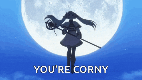 a silhouette of a girl standing in front of a full moon holding a staff .