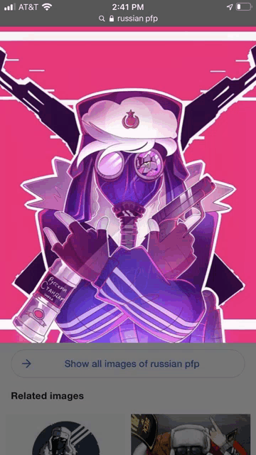 an at & t phone screen shows a drawing of a russian soldier