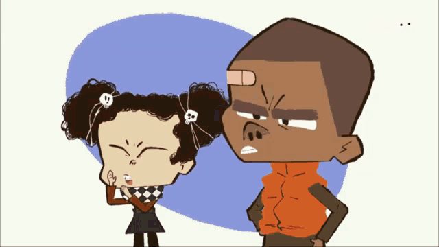 a boy and a girl are standing next to each other