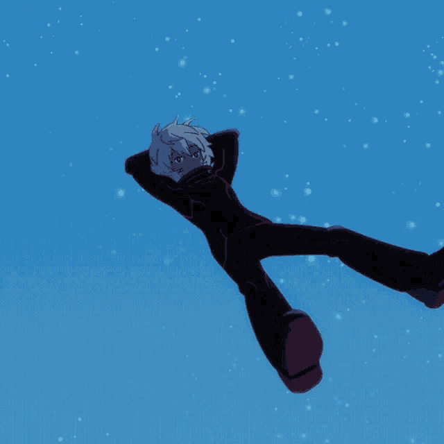 a cartoon character is falling through the air