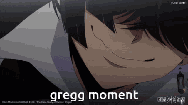 a picture of a person with the words gregg moment written on it
