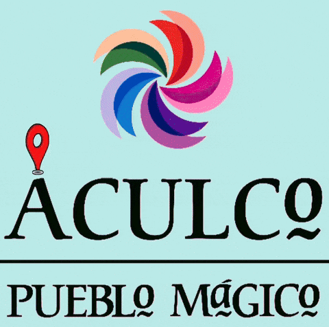 the logo for aculco pueblo magico has a colorful swirl on it