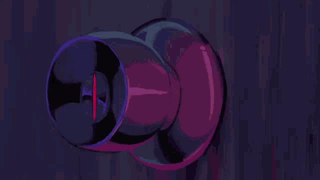 a purple and black object with a red circle in the center