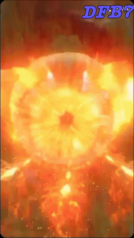 a picture of a huge explosion with the words dfb7 on the bottom