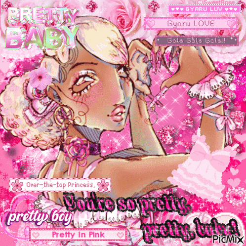 a picture of a girl with the words pretty in pink