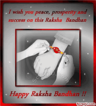 a happy raksha bandhan greeting card with a couple holding hands