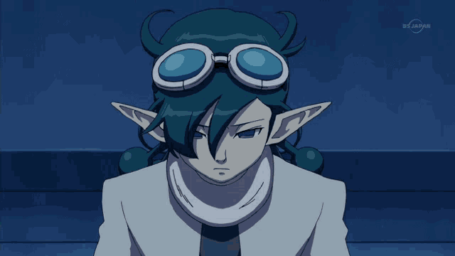 a cartoon character with a goggles on is on a tv screen that says ns japan