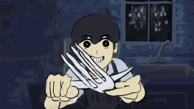 a cartoon of a man smiling with the words `` it 's time to eat '' written below him .
