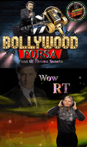an advertisement for bollywood forsa fans of rhoma soneta