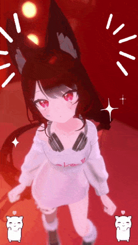 a girl wearing headphones and a shirt that says okay on it
