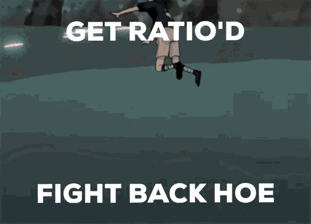 a cartoon of naruto and sasuke with the words get ratio 'd fight back hoe
