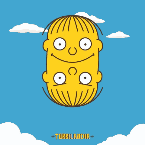a cartoon of a peanut with two faces and the words turrilandiar below it