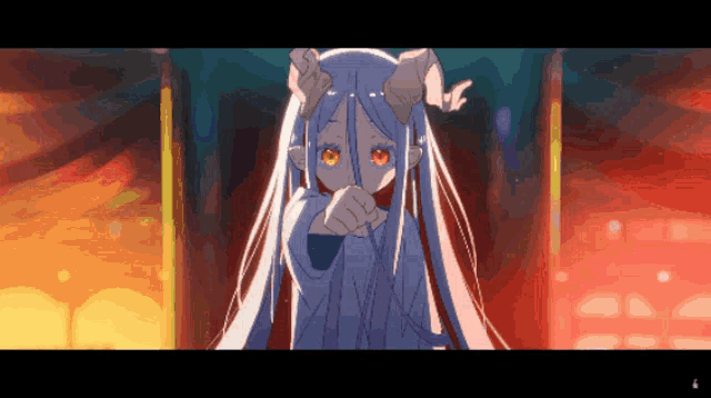 a drawing of a girl with horns and long hair