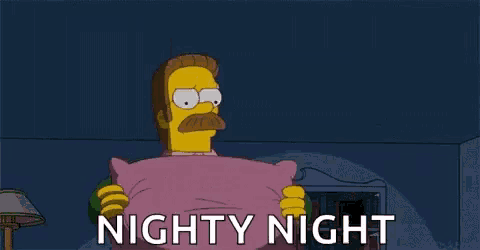 a cartoon character is holding a pillow and the words nighty night are written on the bottom .