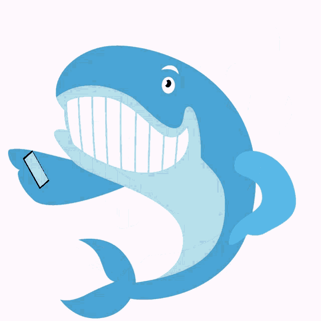 a cartoon whale is sitting on a keyboard with a facebook logo behind it