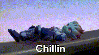a cartoon character is laying on a railing with the words chillin written below him