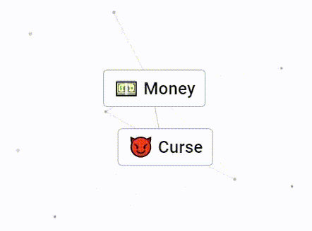 a drawing of money and curse with a hand pointing