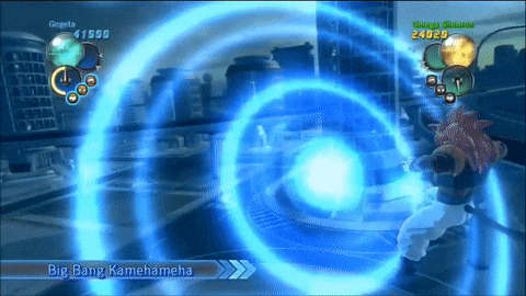 a screenshot of a video game shows a character named gogeta