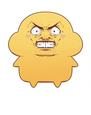 a cartoon character with a very angry face and a very large mouth .
