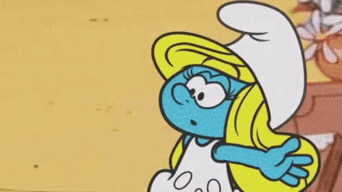 a cartoon smurf is holding a piece of paper that says divorce on it .