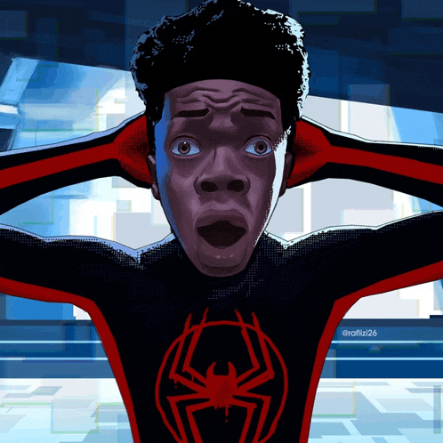 a drawing of a spider man with his hands on his head