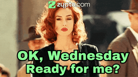 a picture of a woman with the words ok wednesday ready for me below her