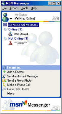 a screenshot of a msn messenger window shows a list of options