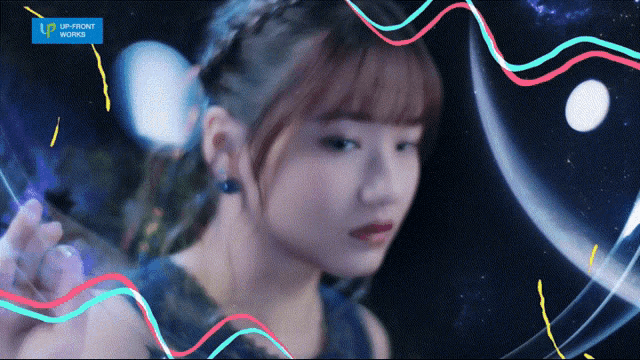 a girl with a blue sign that says up front works