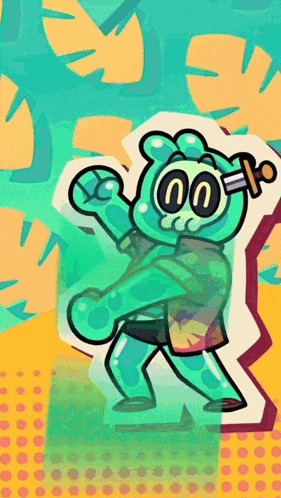 a cartoon drawing of a gummy bear wearing a shirt and shorts