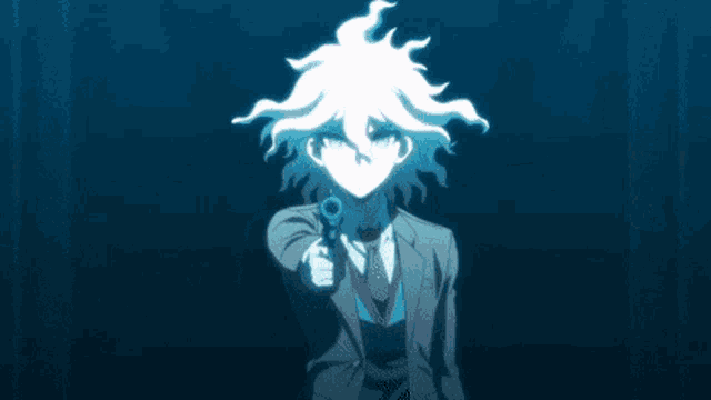 a silhouette of a person in a dark blue background